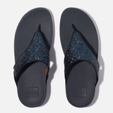 FitFlop Lulu Glitter Toe-Post Sandals in Midnight Navy