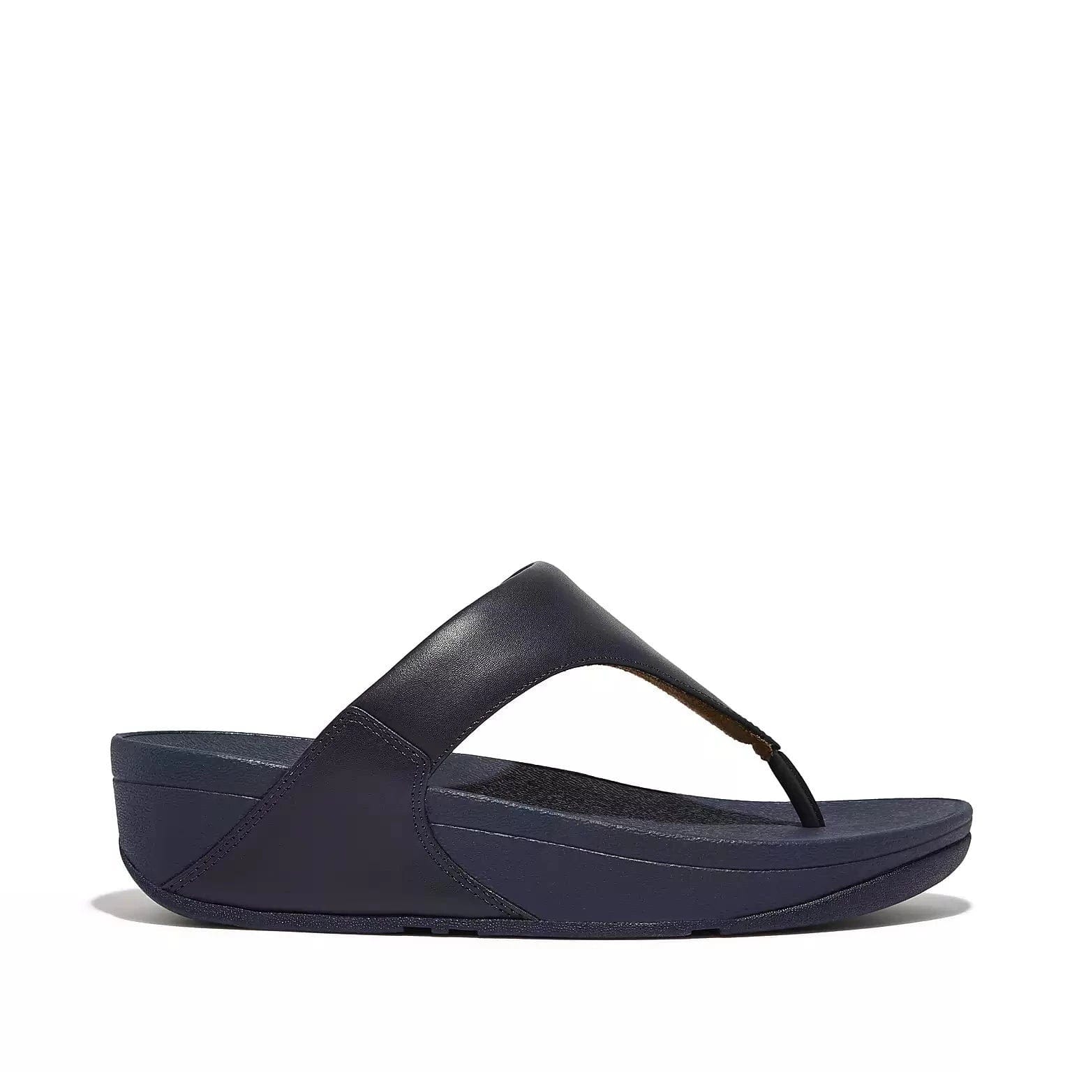 FitFlop Lulu Leather Toe-Post Sandals in Deepest Blue
