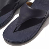 FitFlop Lulu Leather Toe-Post Sandals in Deepest Blue