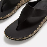 FitFlop LULU Lux Graphic-Weave Leather Toe-Post Sandals In Black