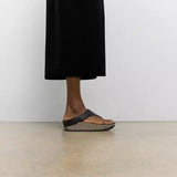 FitFlop LULU Lux Graphic-Weave Leather Toe-Post Sandals In Black