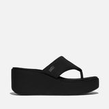FitFlop PLATFFORMS Wedge Toe-Post Sandals In All Black