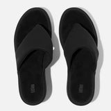 FitFlop PLATFFORMS Wedge Toe-Post Sandals In All Black