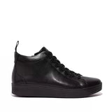 FitFlop Rally Leather High-Top Sneaker All Black