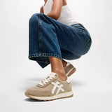 FitFlop RETRO-Q FF Fabric/Suede Trainers In Cappuccino