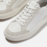 FitFlop RTG Leopard-Backtab Leather Suede Trainers In White/Leopard