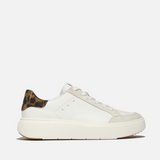 FitFlop RTG Leopard-Backtab Leather Suede Trainers In White/Leopard