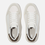 FitFlop RTG Leopard-Backtab Leather Suede Trainers In White/Leopard