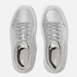 FitFlop RTG Metallic-Leather Trainers in Silver