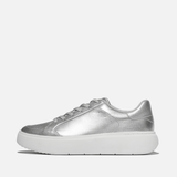 FitFlop RTG Metallic-Leather Trainers in Silver