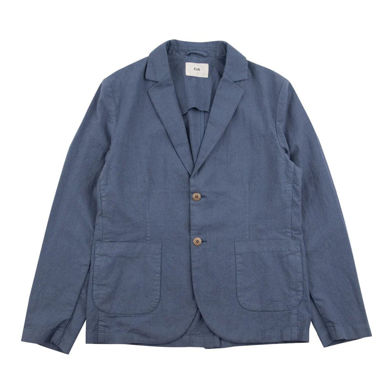 Folk Cotton Linen Blazer Woad
