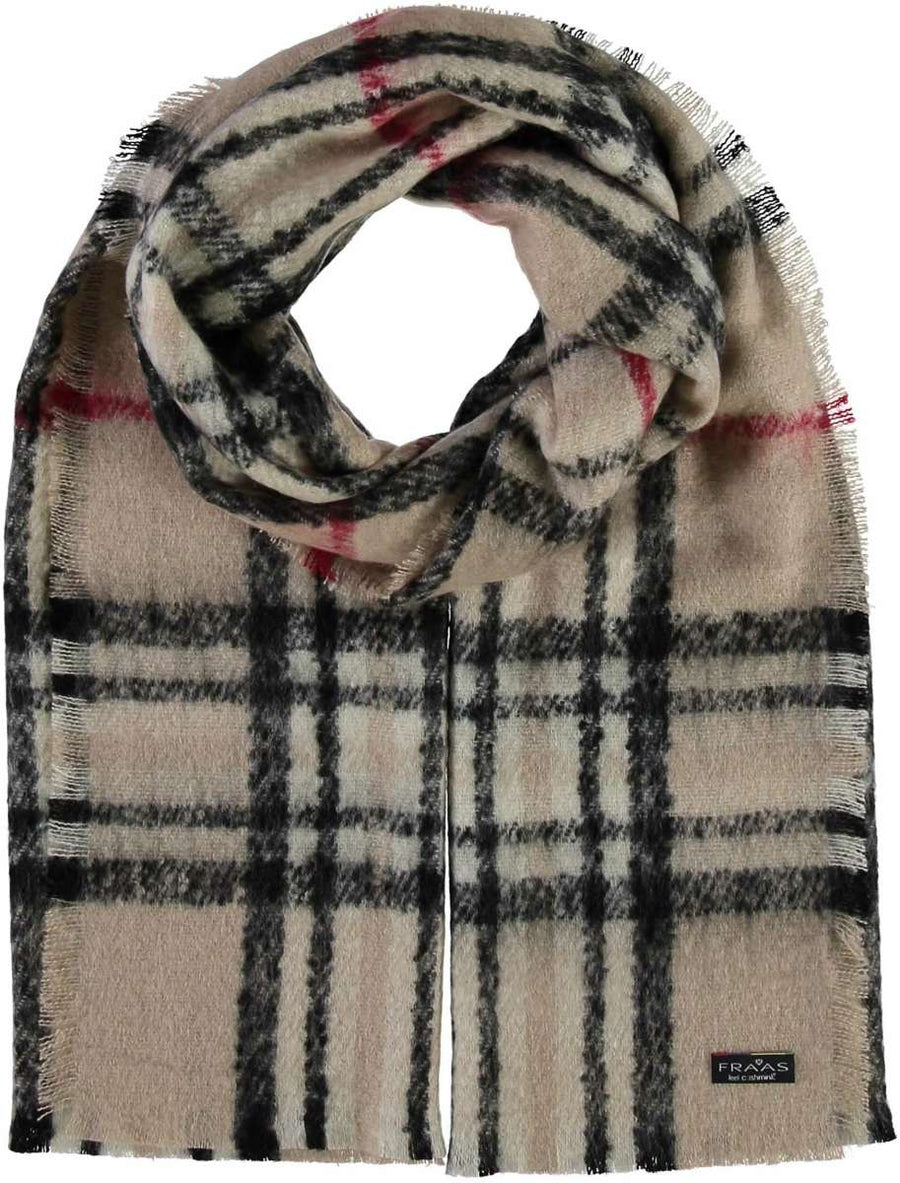 Fraas Boucle Check Blanket Scarf 170 Beige1