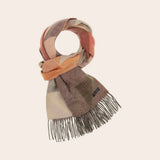 Fraas Cashmink scarf with geometric design in Sand