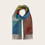 FRAAS Cashmink Scarf With Geometric Design In True Blue