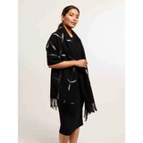 FRAAS Cashmink-Stole With Window Pane Check In Black/White