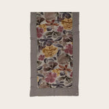 FRAAS Patchwork Stole With Floral Print On Silk Viscose Blend In Stone