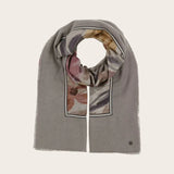FRAAS Patchwork Stole With Floral Print On Silk Viscose Blend In Stone