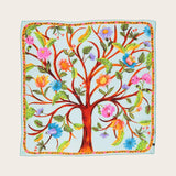 FRAAS Silk Square With Tree Of Life Print In Crystal Teal
