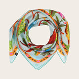 FRAAS Silk Square With Tree Of Life Print In Crystal Teal