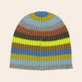 FRAAS Striped Knitted Hat Made From Pure Wool In Granny Smith