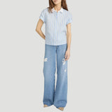 FRAME The Linen Boardwalk Shirt In Blue Multi