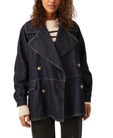 Free People Denim Car Coat