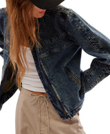 Free People Fast Lane Denim Moto Jacket