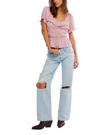 Free People Adore You Blouse in Bleached Mauve