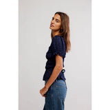 Free People Adore You Blouse In Peacoat Combo In Navy