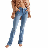 Free People Aiden Slim Flare Jeans Too Cool Blue