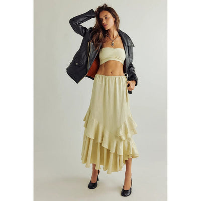 Free People Autumn Promenade Maxi Skirt in Tea Cookie Ivory