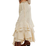 Free People Autumn Promenade Maxi Skirt in Tea Cookie Ivory