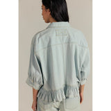 Free People Bailey Denim Shirt in Light Tint Blue Wash