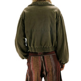 Free People Birdie Washed Jacket In Olive Green