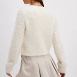 Free People Celeste brushed-knit cardigan In Ivory