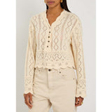 Free People Charlotte Cotton Blend Crop Pointelle Sweater In Shortbread