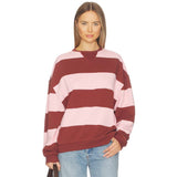 Free People Classic Stripe Crew Wide In Strawberry Wine