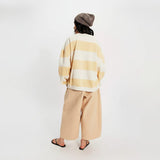 Free People Classic Striped Oversized Crewneck In Apricot Combo