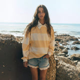 Free People Classic Striped Oversized Crewneck In Apricot Combo