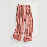 Free People Day's End Linen Striped Pull-On Pants In Soft Coral Combo