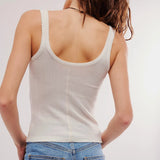 Free People End Game Pointelle Tank In Sugar Swizzle