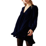 Free People Estella Velvet Mini Dress in Night Blue