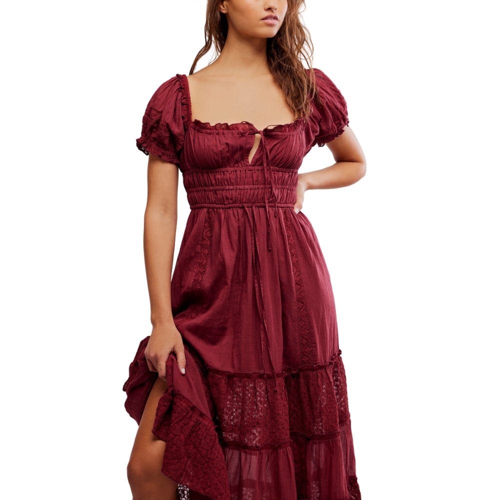 Free People Falling Sun Midi Dress in Syrah