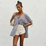Free people Farley Gingham Tunic in Navy Combo