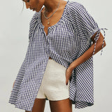 Free people Farley Gingham Tunic in Navy Combo