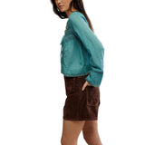 Free People Forevermore Long-Sleeve Top in Mineral Blue