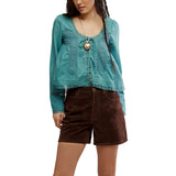 Free People Forevermore Long-Sleeve Top in Mineral Blue