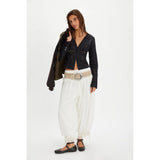 Free People Frankie Corset Long Sleeve Top in Black