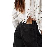 Free People Good Luck Mid Rise Barrel Jeans In Black