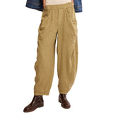 Free People High Road Solid Pull-On Barrel Trousers In Python